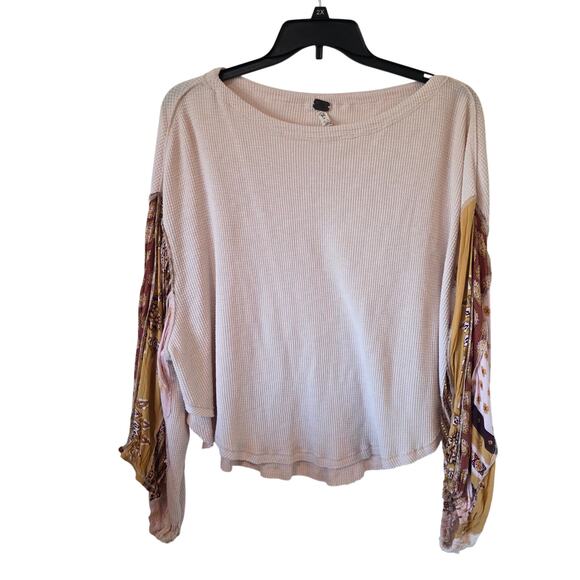 We The Free Blossom Printed Balloon-Sleeve Thermal Long Sleeve Top Medium Boho - Picture 2 of 5